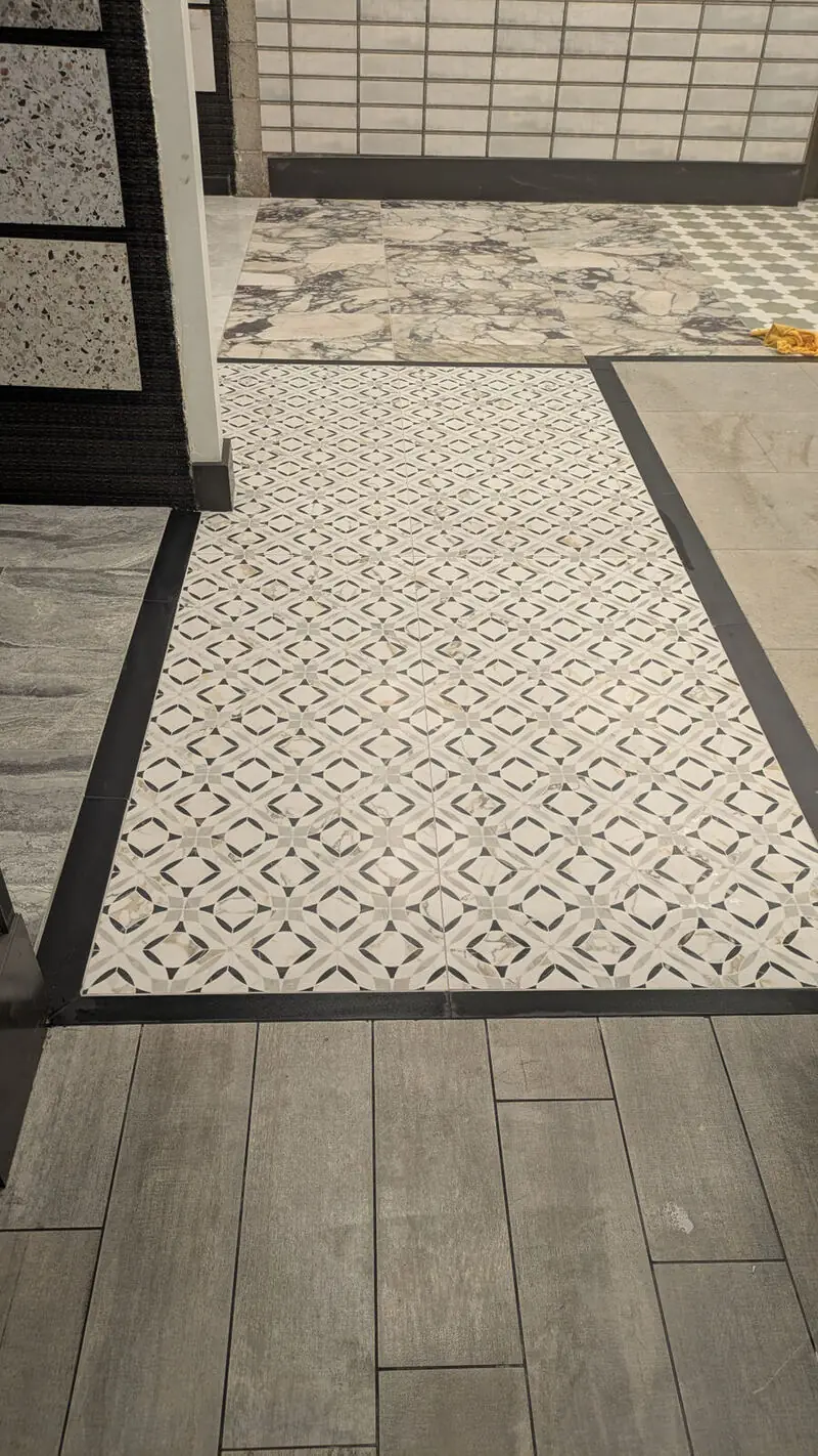 Commercial floor tile pattern installation